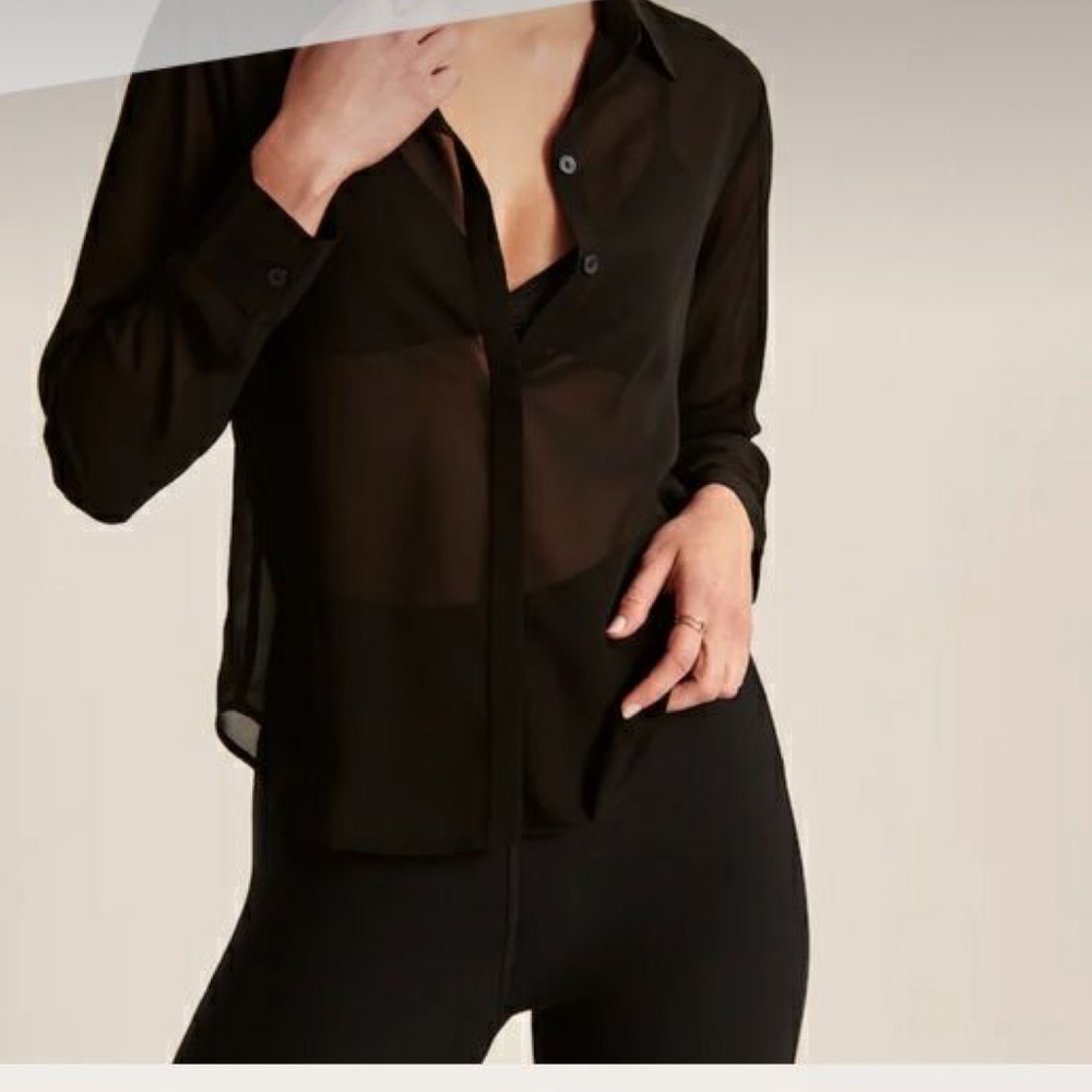 Abercrombie sheer black button up shirt, new with tags